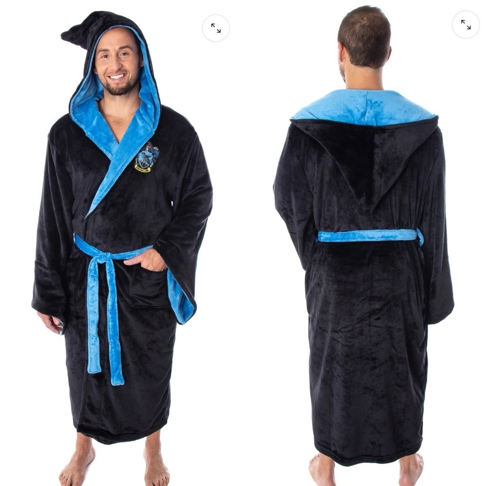 PJammy Harry Potter Ravenclaw Adult Fleece Plush Hooded Robe One Size black blue